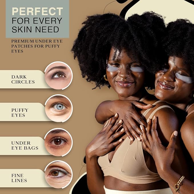 Gemini Under Eye Patches for puffy eyes, dark circles, under eye bags and wrinkles - 5 pairs biocellulose under eye masks for personal care - Certified Vegan-Velvo Beauty