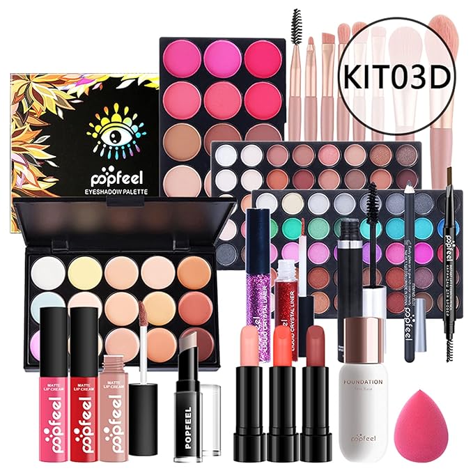 All-in-One Makeup Gift Set Travel Makeup Kit Complete Starter Makeup Bundle Lipgloss Lipstick Concealer Blushes Powder Eyeshadow Palette Cosmetic Palette for Teen Girls & Adults #18-Velvo Beauty