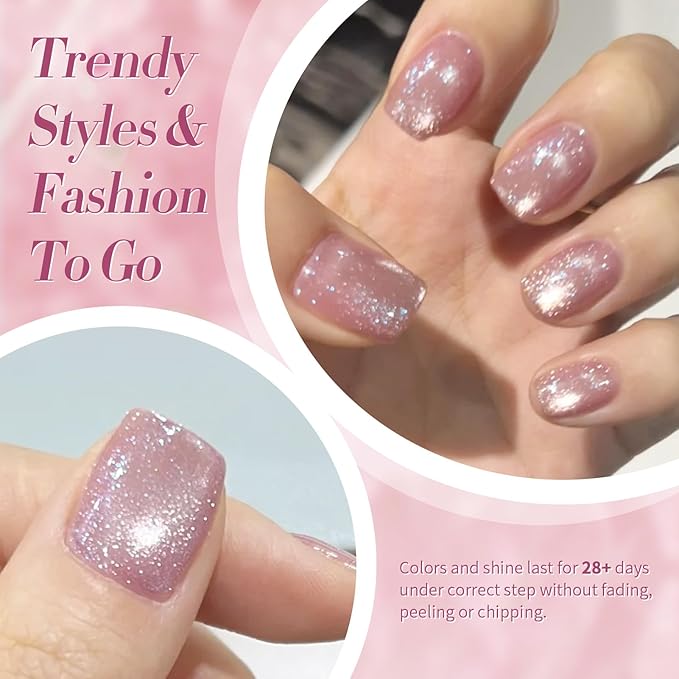 Born Pretty Cat Magnetic Eye Gel Nail Polish Jelly Pink Moonlight Crystal Glass Cat Magnetic Shimmer Glitter Holographic Nail Polish Salon Gel Manicure and Nail Art DIY at Home 7ML 6PCS-Velvo Beauty