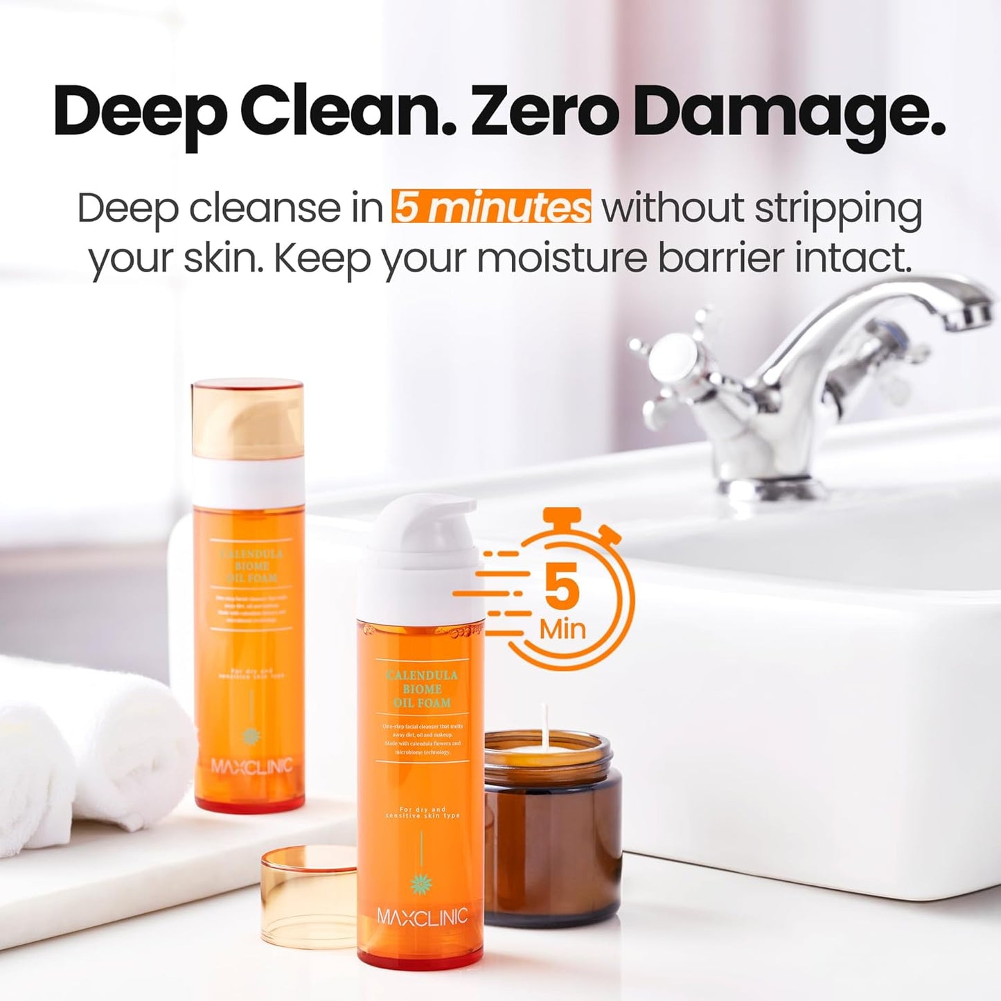 [K-Beauty] Calendula Biome Oil to Foam - All-in-One Korean Face Wash OilBased Foaming Facial Cleanser - Hydrating, Moisturizing & Soothing Makeup Deep Cleansing Oil for All Skin Types (3.88 fl oz)-Velvo Beauty