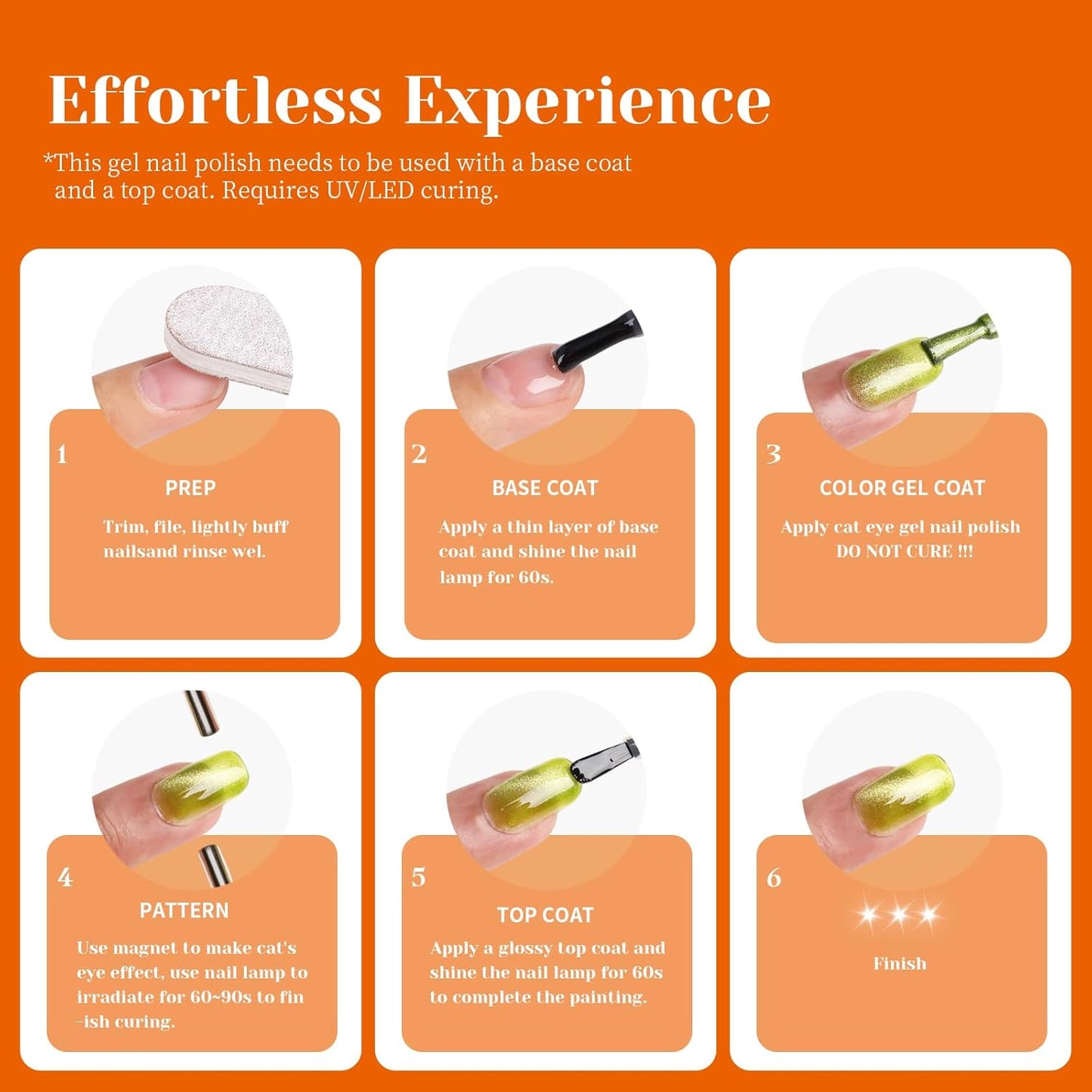 Orange Cat Eye Gel Nail Polish - Perfect for DIY at Home & Ideal Gift for Nail Art Lovers!-Velvo Beauty