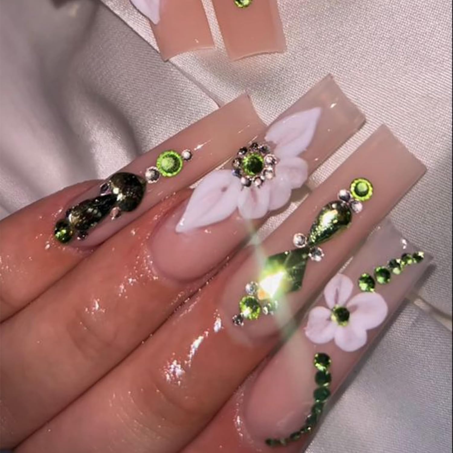 HNUIX Nail Rhinestones - 3D Multi Shape Size Crystal, Crystal Light Green, Flat Back, with Kit, for Nail Art, DIY Decorations-Velvo Beauty