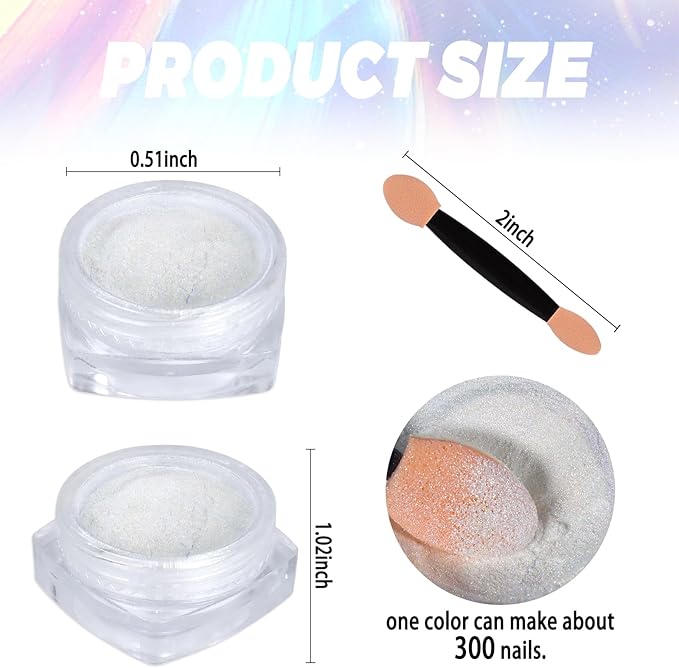 Laza Chameleon Chrome Nail Powder, 8 Colors Glazed Donut Nails Metallic Mirror Effect Pigment, Iridescent Aurora Nail Glitter Holographic Dust Kit for Gel Nail Art Decoration, Gifts - Colorful Peacock-Velvo Beauty