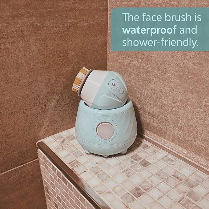 Tao Clean Ona Diamond Orbital Facial Brush and Cleansing Station – Robin's Egg Blue – Electric Face Cleansing Brush with Ergonomic Handle, Dual Speed Settings, 2 Piece Set, (BA-0201-RBE-US)-Velvo Beauty