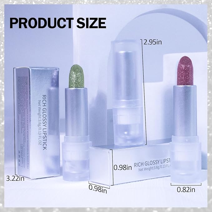 DAGEDA 3PCS Glitter Lipstick, Moisturizing Glossy Color Changing Lip Balm, Long Lasting Shimmer Lipstick, Nonstick Color Change Lipstick, Waterproof Glitter Lip Balm for Festival-Velvo Beauty