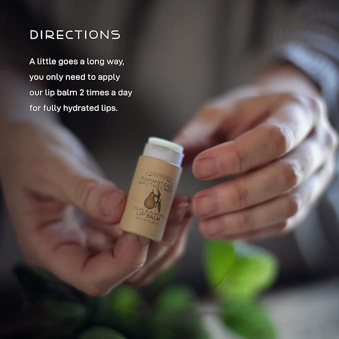 Farmstead Apothecary 100% Natural Lip Balm with Organic Beeswax, Organic Shea Butter & Organic Coconut Oil, Pear & Almond 0.2oz (Pack of 2)-Velvo Beauty
