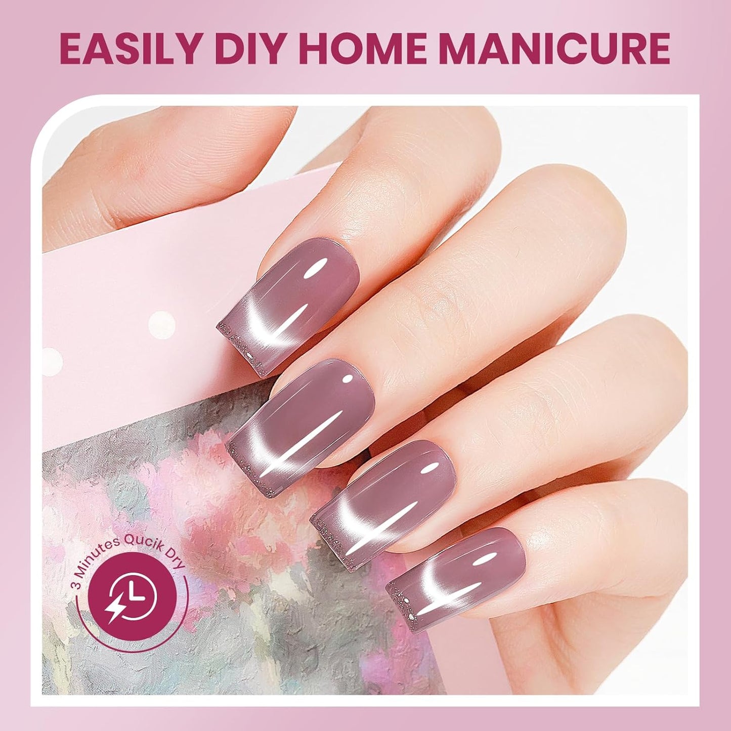 Magnetic Nail Polish Non Gel Quick Dry Glitter Cat Eye Nail Polish Cats Eye Toe Fingernail Air Drying Fast Lacquer Manicure Gift For Women Girls 16ml, 0.54fl oz-Velvo Beauty