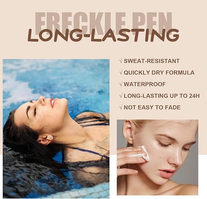 4 Colors Freckle Pen Set, Natural Lifelike Face Fake Freckle Stamp Makeup Pen Waterproof Long Lasting Quick Dry Faux Freckles Sun-kissed Makeup-Light Brown,Natural Coffee,Chestnut,Dark Brown-Velvo Beauty