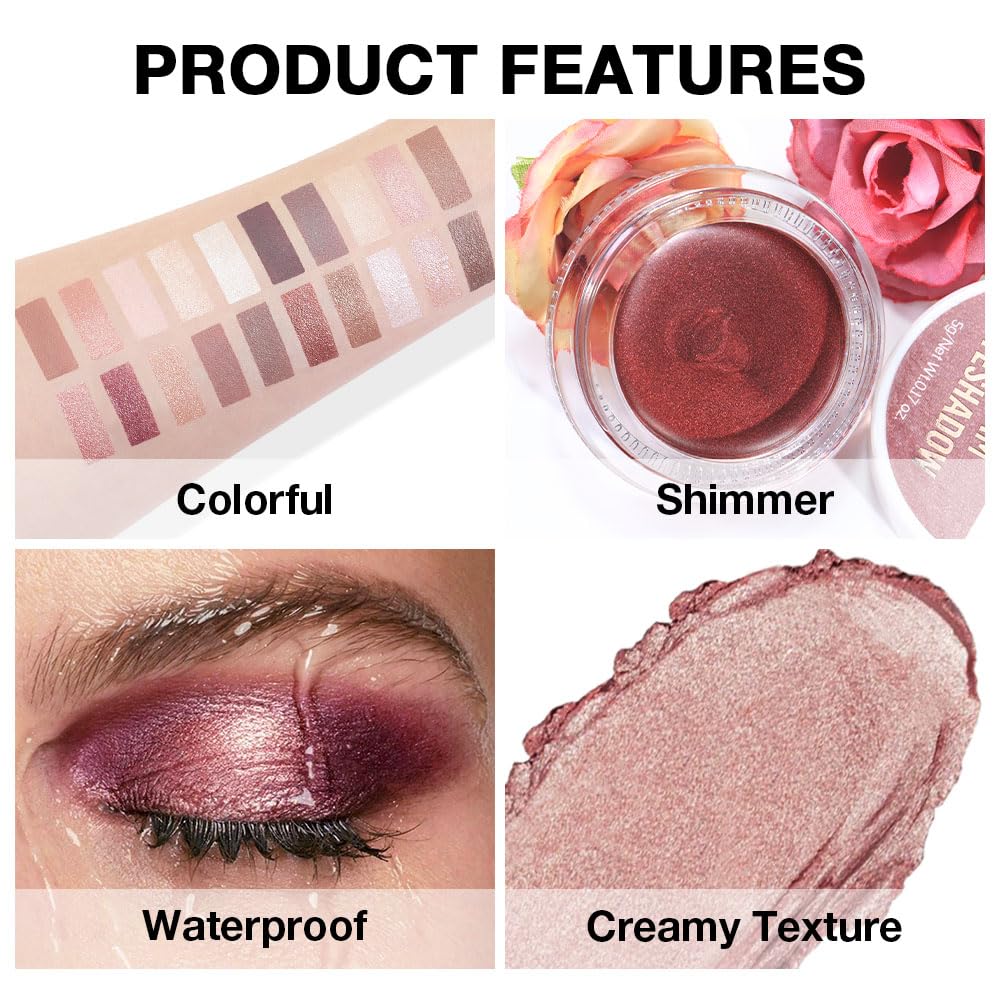 Kaely Single Cream Eyeshadow Pot, Golden Tan Antique Rose Shimmer Eye Shadow for Older Women High Pigmented Waterproof, Natural Eyeshadow Palette Makeup Brightener, sombras en crema para ojos, R02-Velvo Beauty