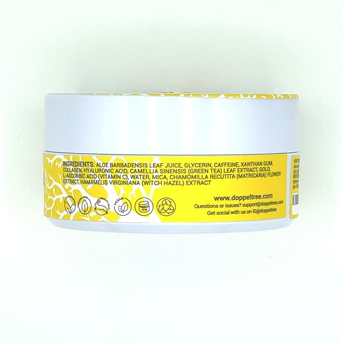 Doppeltree All Natural Caffeine Under Eye Patches & Hydrogel Masks (60 Pads) - Anti Aging Treatment for Crow Feet, Puffiness, Wrinkles, Dark Circles- Formulated in San Francisco-Velvo Beauty