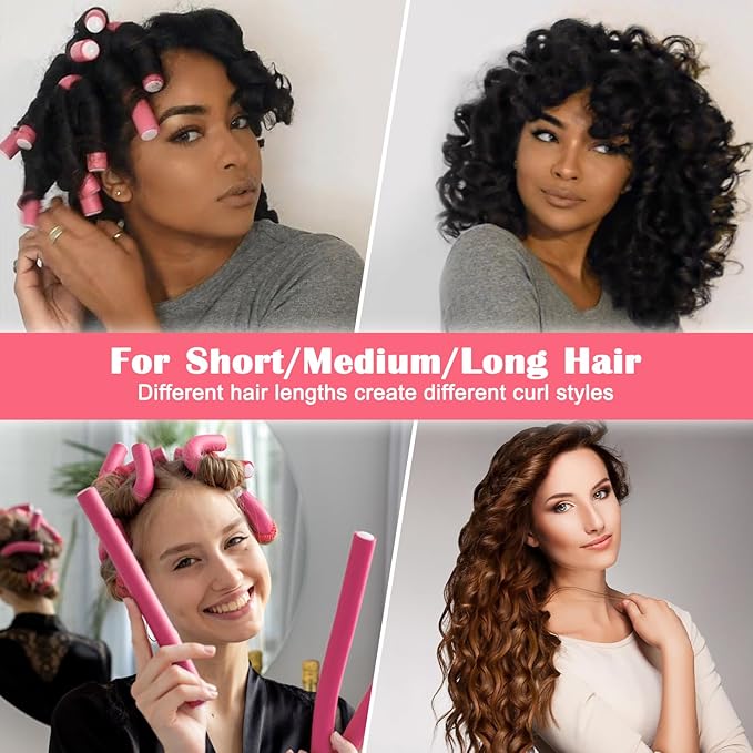 AIDUCHO Heatless Hair Curlers 42PCS Flexible Hair Rollers 7" Soft Foam Hair Curlers No Heat Bendable Curling Rods for Short Medium Long Hair, 7 Colors & Sizes-Velvo Beauty