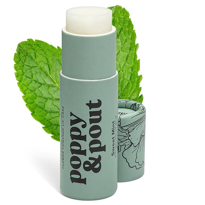 Poppy & Pout Sweet Mint Jumbo Lip Balm | All Natural Lip Balms & Moisturizers | Hydrates with Beeswax, Vitamin E, Organic Coconut Oil | Cruelty-Free | Lip Balm in Recyclable Cardboard Tube-Velvo Beauty