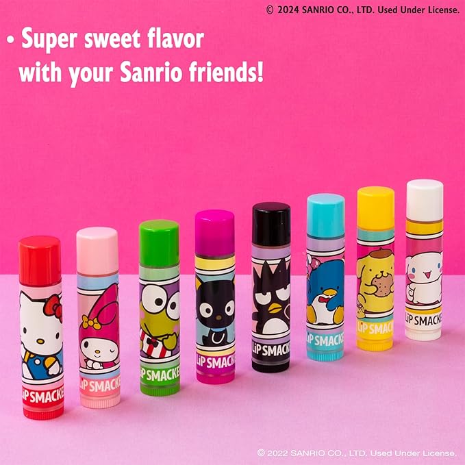 Lip Smacker Sanrio Hello Kitty and Friends 8-Piece Flavored Lip Balm, Clear, For Kids, My Melody, Little Twin Stars, and Chococat-Velvo Beauty