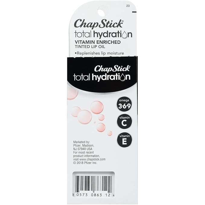 ChapStick Total Hydration Vitamin Enriched Subtle Pink Tinted Lip Oil Tube, Lip Care - 0.24 Oz-Velvo Beauty