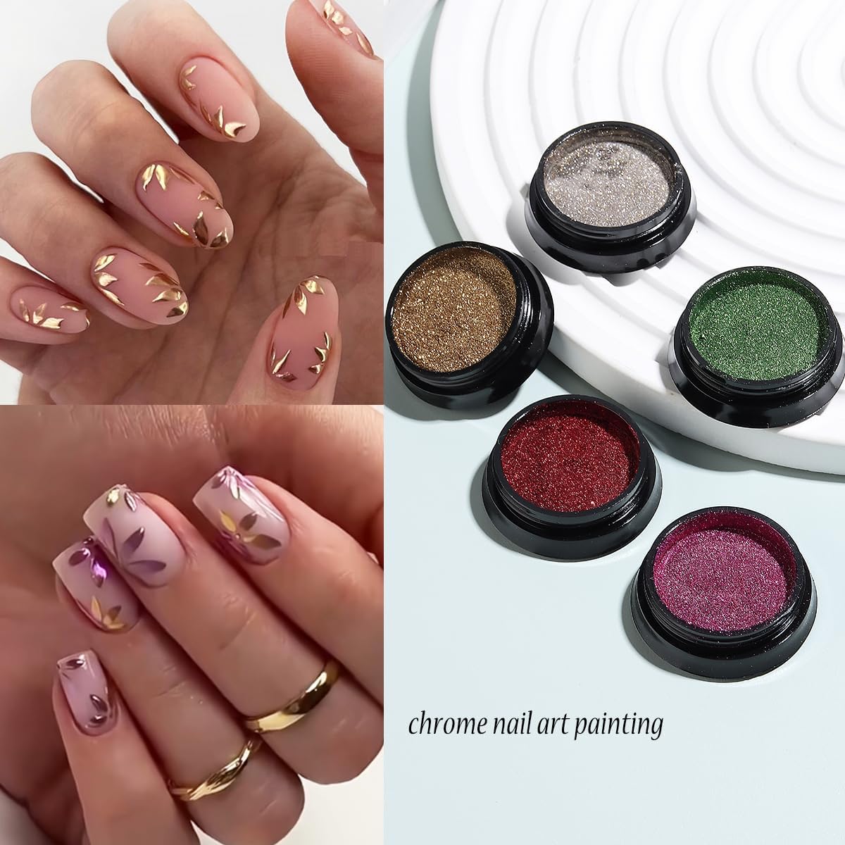 Chrome Nail Glitter Powder Set, 18 Colors Silver Black Red Green Metallic Effect Mirror Powder for Nails with Brushes, Pearl White Chrome Powder for Nails, Glazed Donut Nail Art, Manicure Supplies-Velvo Beauty