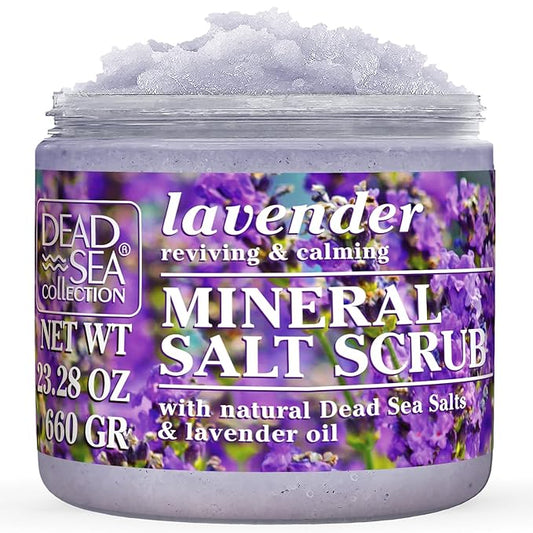 Dead Sea Collection Lavender Salt Scrub – Exfoliating Body Scrub for Women – Moisturizing and Nourishing Skin – with Pure Oils and Dead Sea Minerals (23.28 Oz)-Velvo Beauty