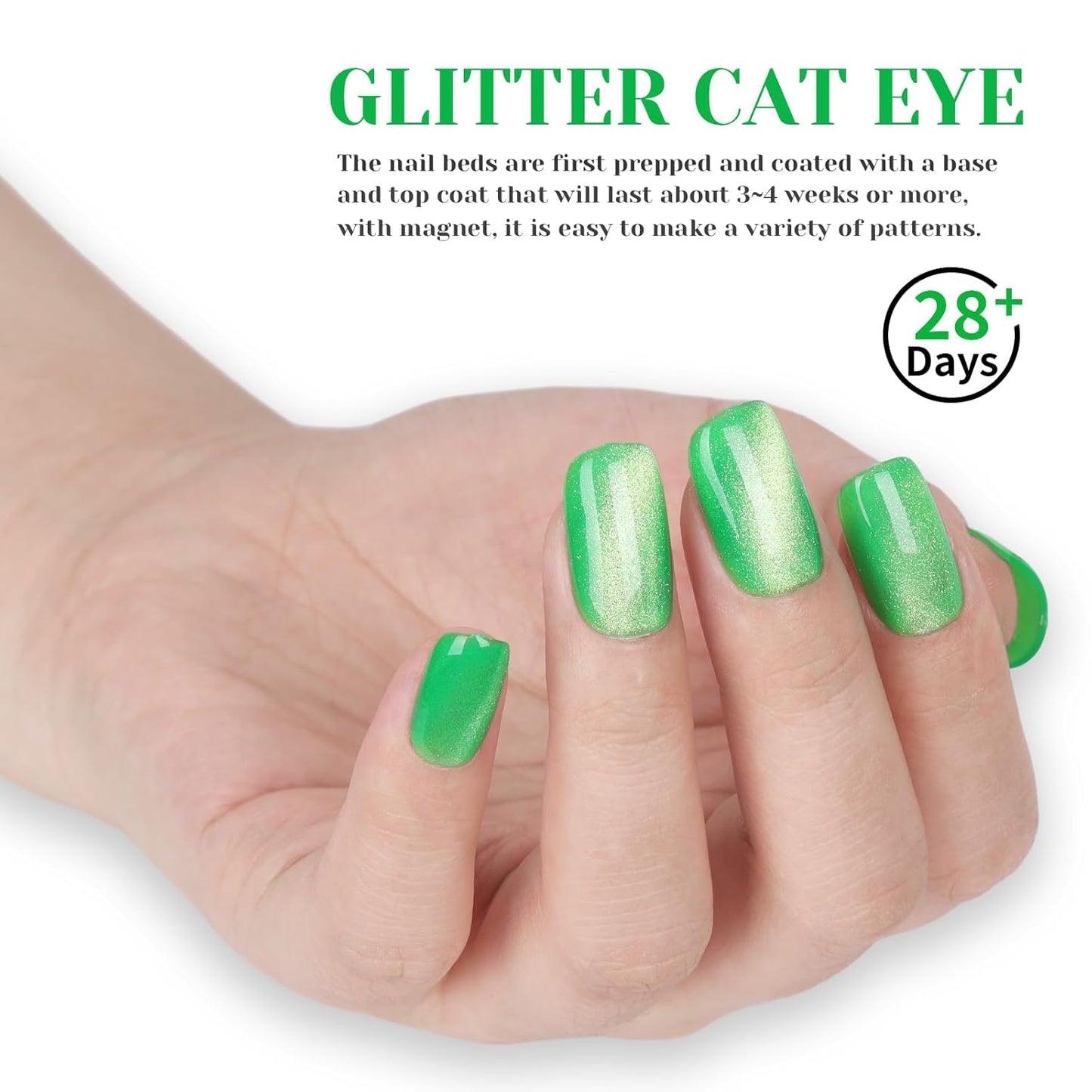 Green Cat Eye Gel Nail Polish - Perfect for DIY at Home & Ideal Gift for Nail Art Lovers!-Velvo Beauty
