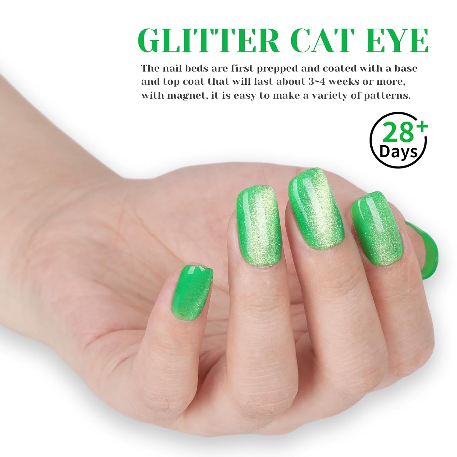 Green Cat Eye Gel Nail Polish - Perfect for DIY at Home & Ideal Gift for Nail Art Lovers!-Velvo Beauty
