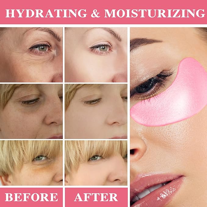 Under Eye Patches 60 Pcs,Pink Eye Mask,Puffy Eyes & Dark Circles Treatments,Improve Reduce Smooth Wrinkles,Fine Lines and Under Eye Bags,Hydrating & Moisturizing,Firm Eye Skin Care for Women and Man-Velvo Beauty