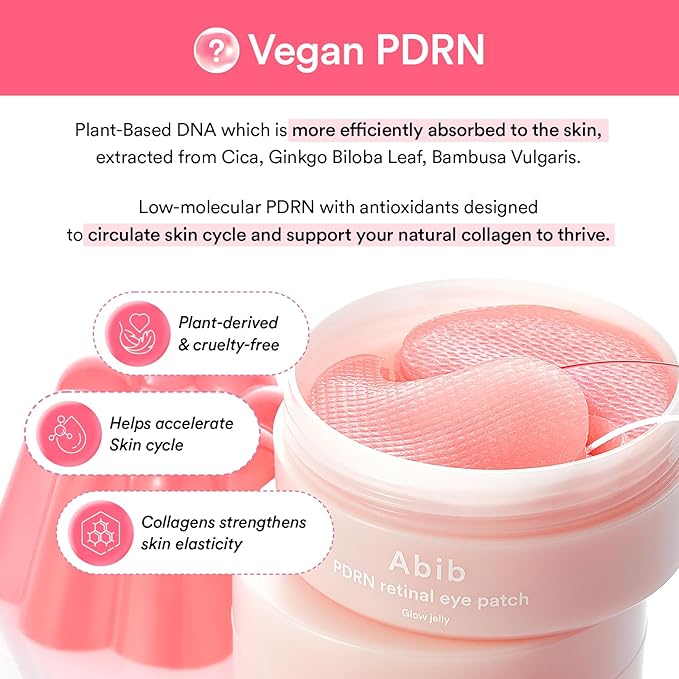 Abib PDRN Retinal Eye Patch Glow jelly 60 Patches, Korean Under Eye Patches for Puffy Eyes and Dark Circles, Anti-Wrinkle, Collagen, Caffeine, Niacinamide-Velvo Beauty