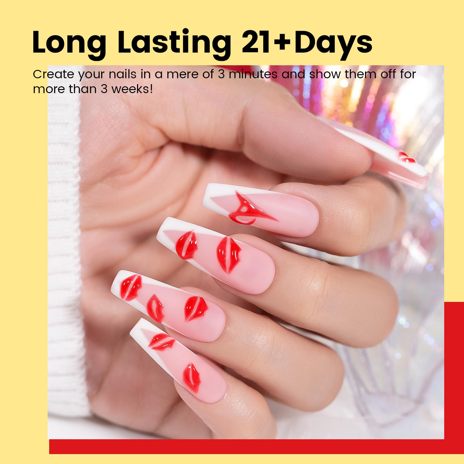 RARJSM 3D Sculpture Gel Polish for Nail Art - No Wipe Red 2 in 1 Gem Rhinestone Glue Drawing Hard Craving Sculpting Gel UV LED Curing Requires Soft Tube DIY Decoration Manicure Design-Velvo Beauty