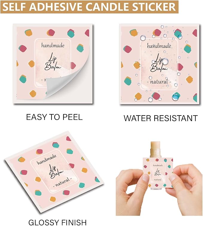 CRASPIRE 80Pcs 8 Styles Lip Balm Sticker Flower Background Self-Adhesive Homemade Lip Balm Labels Vintage Square DIY Heart Label Stickers for Lip Balm Containers Cosmetics Lipsticks-Velvo Beauty