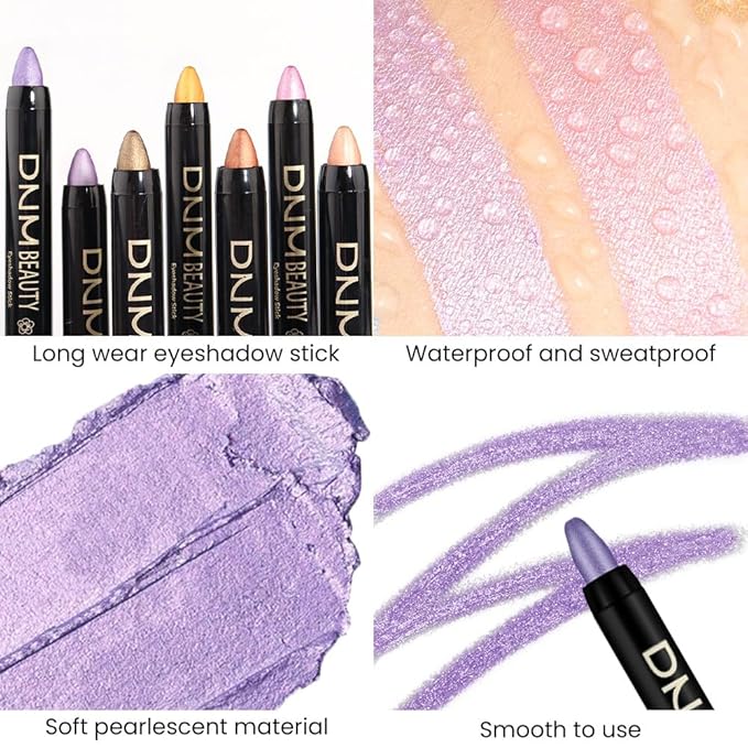 evpct Violet Shimmer Cream Eye Shadow Brightener Sticks Set for Eyes, Violet Shimmery Matte Pencil Eye shadow Applicator Stick Pen Palette Makeup Waterproof sombras en crema para ojos 09#-Velvo Beauty