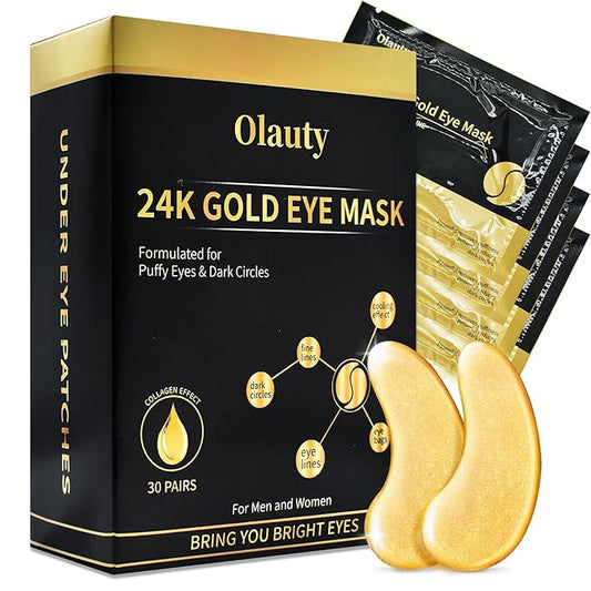 Under Eye Patches for Puffy Eyes (30 Pairs),Golden Under Eye Mask for Dark Circles and Puffiness,Gel Crystal Collagen Skin Care Products Eye Patches Effectively Moisturizing Nourishes,Travel Eye Mask-Velvo Beauty