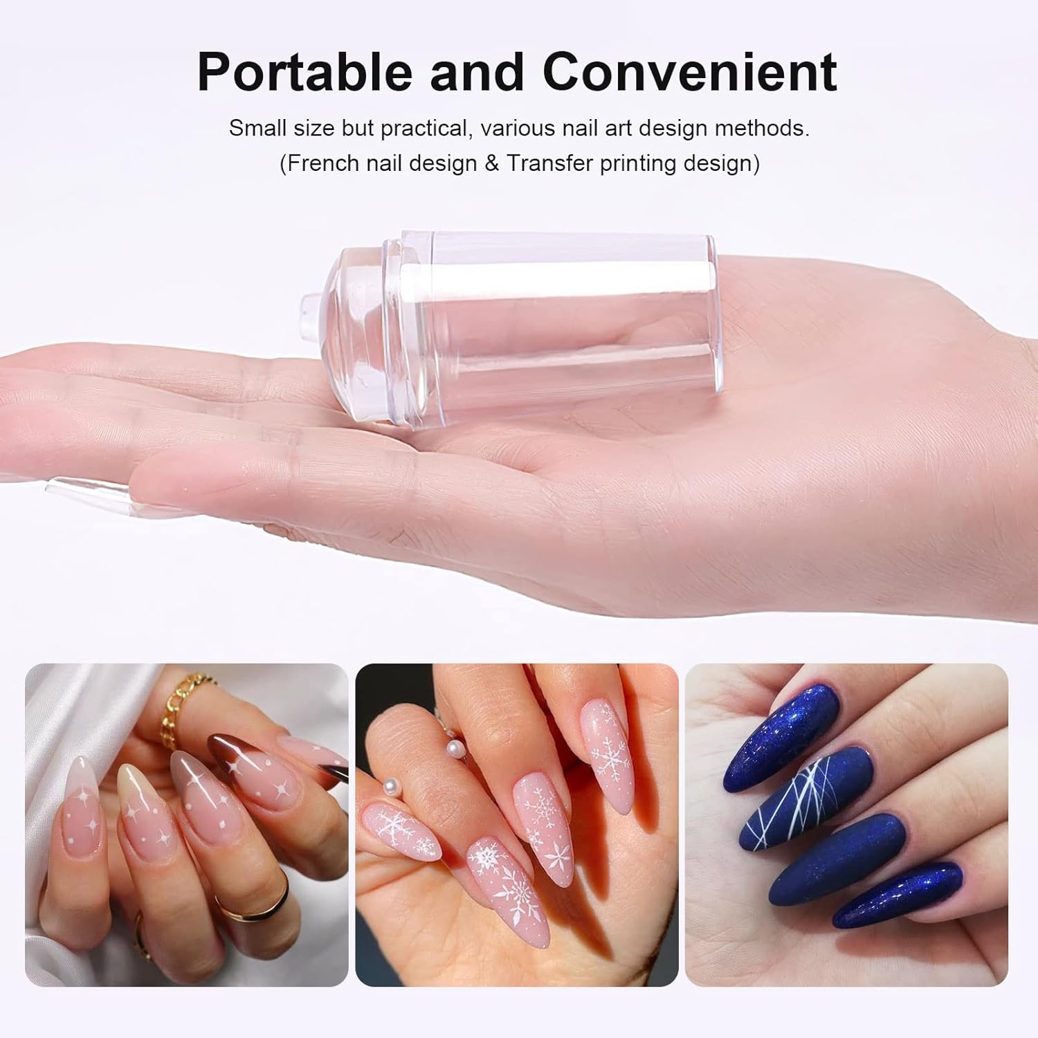 Nail Art Stamper Clear Silicone Nails Stamping Jelly with Scraper Transparent Visible Body DIY Manicure Nail Art Tool B-Velvo Beauty
