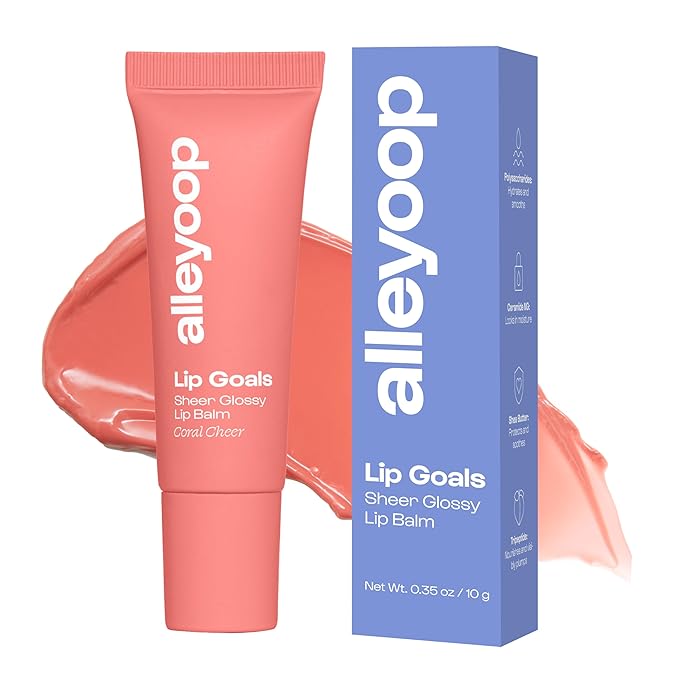 Alleyoop Lip Goals Glossy Lip Balm – Hydrating Tinted Lip-Moisturizer for Women - Vegan LipBalm for Cracked Lips, Moisturizing LipGloss Balm - Lips Treatment & Hydration Care, (Sheer Coral Pink)-Velvo Beauty