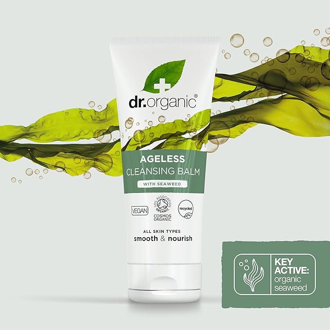 Dr. Organic Ageless Cleansing Balm with Seaweed | Moisturizing, Gentle, Removes Impurities, Certified Organic, Paraben & SLS-Free, Natural, Vegan, 100 ml / 3.4 fl oz-Velvo Beauty