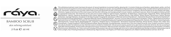 RAYA Bamboo Facial Scrub (R-125) | Herbal Exfoliating and Refining Treatment for Dry Skin | Helps Reduce Fine Lines and Wrinkles | Made with Bamboo and Jojoba Beads-Velvo Beauty