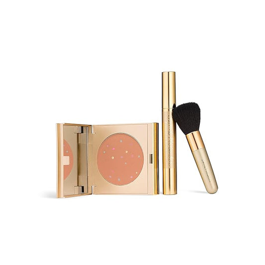 Jerome Alexander MagicMinerals Pressed Mineral Powder Set with Mirror Compact, Extending Lash Mascara, Professional Stubby Brush & Blending Sponge (Medium Dark)-Velvo Beauty