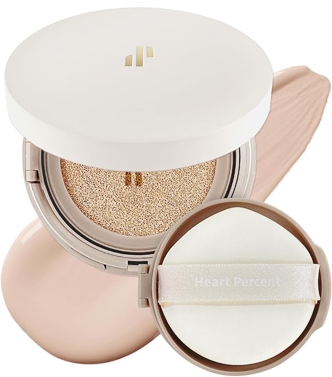 Heart Percent Dote on Mood Layer Cushion SPF 50+/PA+++ with Refill, Satin Glow Silky Flawless Finish Full Coverage Advanced Skincare Foundation (#21P)-Velvo Beauty