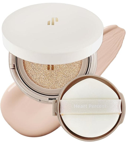 Heart Percent Dote on Mood Layer Cushion SPF 50+/PA+++ with Refill, Satin Glow Silky Flawless Finish Full Coverage Advanced Skincare Foundation (#21P)-Velvo Beauty