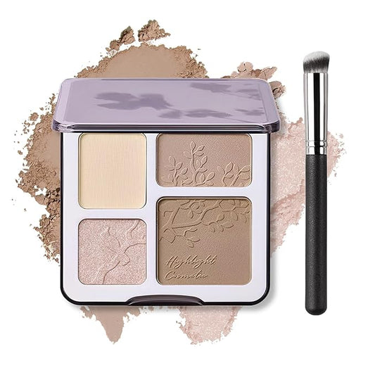 Contour Powder Highlighter Powder Contour Palette,2 In 1 Highlighter Contour Palette,Shimmer Powder Highlighter Matte Powder Contour Palette,Face Contorno Maquillaje-Warm Brown-Velvo Beauty