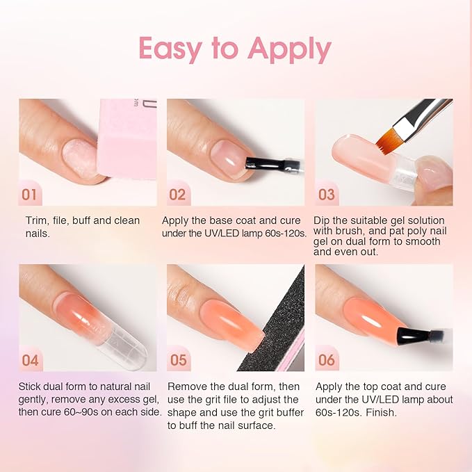 ROSALIND Poly Nail Gel Kit -14 Colors +72 Nail Art Accessories kit Nude Pink Poly Nails Gel Kit Starter Kit with Mini UV Lamp Slip Solution Basic Poly Nail Art Tools for Beginners with Everything-Velvo Beauty