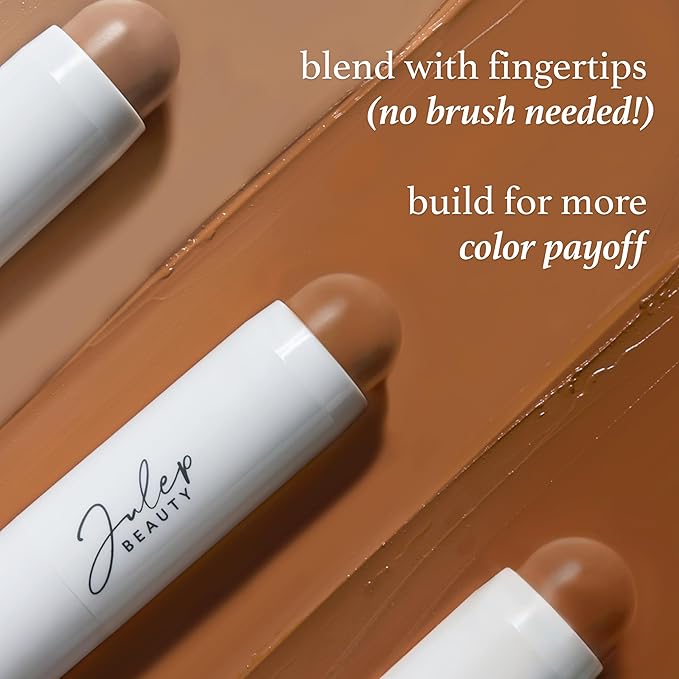 Skip The Brush Contour Duo - Cream to Powder Multi-Purpose Makeup Sticks - Pigmented, Buildable Color for Eyes, Cheeks, and Lips - Melted Cocoa + Golden Guava-Velvo Beauty