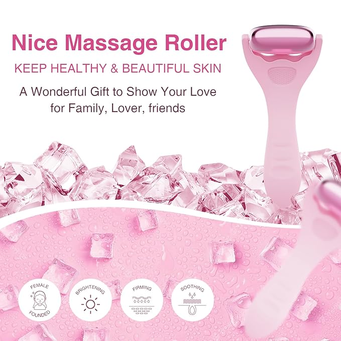 Facial Ice Roller for Skin Care - Aluminum Face Roller to De-Puff, Soothe & Tighten Pores - Cold Therapy Massage Tool for Radiant Glow-Velvo Beauty