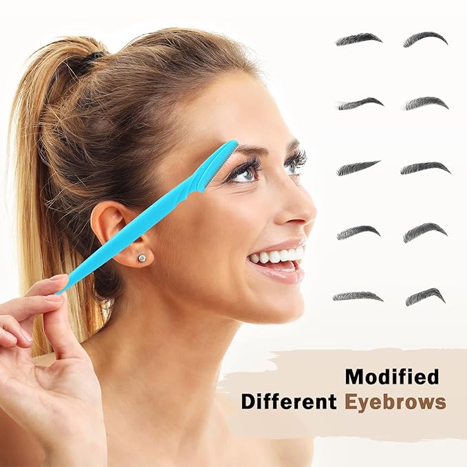 D 21 PCS Eyebrow Razor,Dermaplane Razor,Face Razors for Women and Men,Dermaplaning Tool for Face,3 Colors Facial Hair Shavers with Precision Cover,Facial Hair Remover for Women,Eyebrow Hair Trimmers-Velvo Beauty