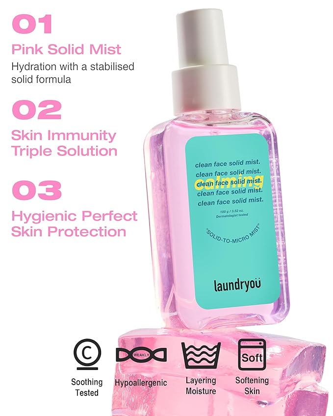 Clean Face Solid Mist - Calming, Hydrating, and Moisturizing Gel-To-Mist Dermatologist Tested Hypoallergenic Facial Spray for Redness Relief and Soothing Irritated Skin - (3.38 fl. oz.)-Velvo Beauty