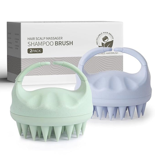 Sndyi 2 PCS Scalp Massager Shampoo Brush, Scalp Scrubber with Soft Silicone Bristles, Scalp Exfoliator for Dandruff Removal, Scalp Massager for Hair Growth, Wet Dry Hair Brush for Scalp Care-Velvo Beauty