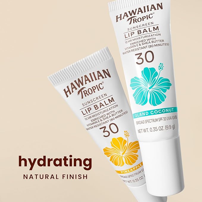 Hawaiian Tropic Lip Sunscreen SPF 30, Island Coconut | SPF Lip Balm, Beach Essentials, Travel Size Sunscreen for Lips, 0.3oz-Velvo Beauty