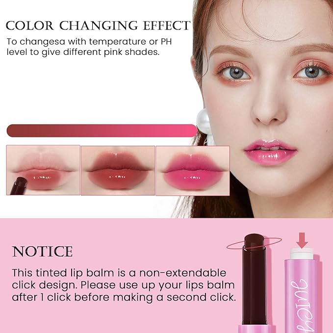 DAGEDA Tinted Lip Balm, Moisturizing Magic Color Changing Lipstick, Soothing Hydrating Lip Balm Tinted, Glossy Lip Plump Gloss Butter Balm, Lightweight, Non-Greasy, 02-Velvo Beauty