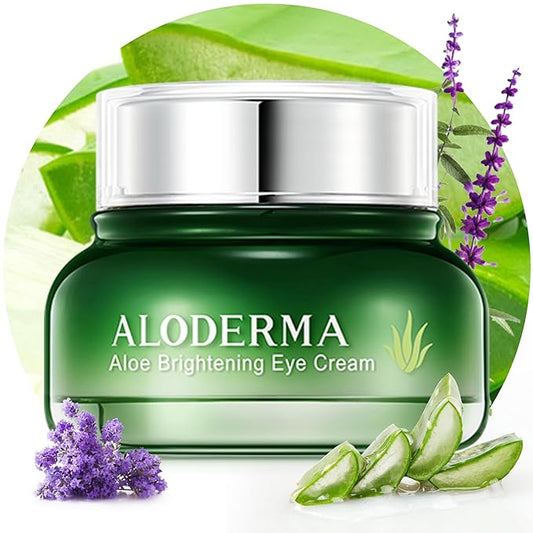 Aloderma Brightening Eye Cream with Organic Aloe Vera - Hydrating Daily Eye Cream for Dark Circles & Puffiness with Caffeine & Sage Oil - Day & Night Eye Cream for Puffy Eyes & Fine Lines, 25g/0.9oz-Velvo Beauty