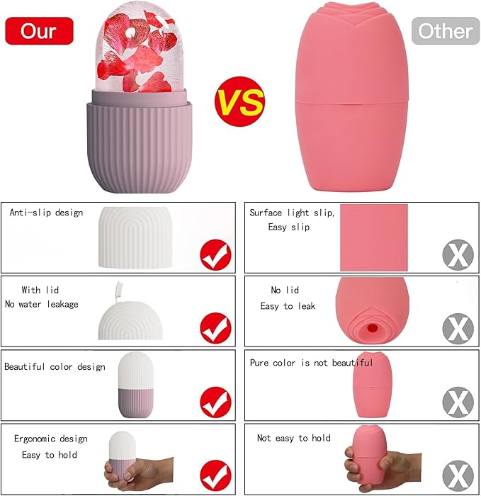 XHJRI Ice Face Roller Massager,Ice Cube Roller for Face, Eyes and Neck Naturally Conditioning and Skin Care,De-Puff Eye Bags,Reduce Migraine Pain,Reusable Massage Silicone Ice Mold (Brown)-Velvo Beauty