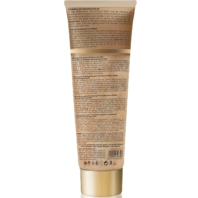 Premier Dead Sea Classic Para-Pharmaceutical Exfoliating Cleansing, Micro Grains Face Facial Gel Cleanser scrub Contains Dead Sea Minerals, non drying, Aromatherapy Scientific Concept 4.25Fl oz (X1)-Velvo Beauty