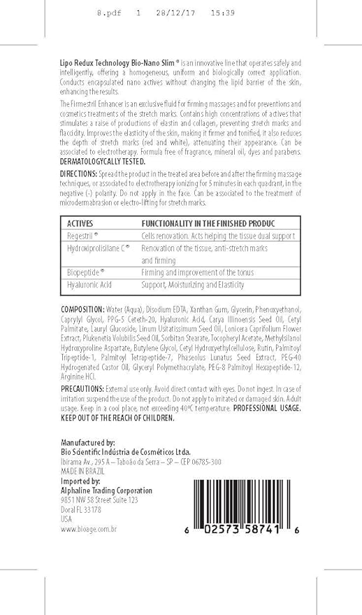 Bioage - Stretch Marks Reducer Serum with High Hyaluronic Acid Concentration, After Breast Surgery, Postpartum, With Renewal Effect, raises the productions of collagen LIPOREDUX-Velvo Beauty