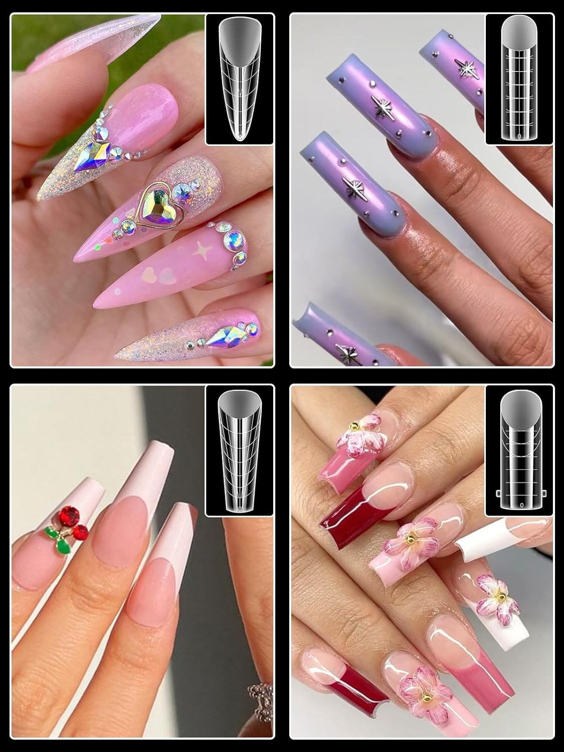 TOROKOM 288PCS Nail Dual Forms for French Nails, Dual Nail Forms Molds Acrylic Nail Tips, 144PCS Duet System Dual Forms Sticker Silicone Reusable Pads, 12 Styles Scale for Manicure Extension, Clear-Velvo Beauty