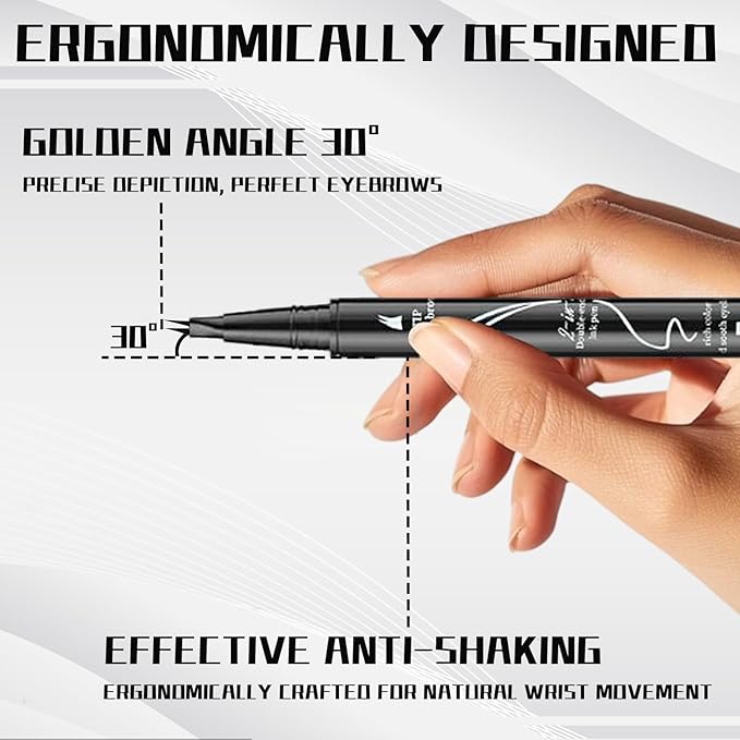 Curved 2 Tip Eyebrow Pen-Black Eyebrow Pencil With Black Eyeliner 2-in-1 Dual-Ended Create Natural Hair-Like Brows,Waterproof,Smudge Proof,Long Lasting All-Day-Velvo Beauty